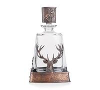 Stunning Chocoloate Bronze Pewter Stag & Scottish Thistle Glass Whisky Decanter