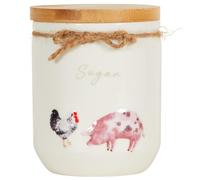 Stunning Daisy Farm Animal Design Sugar Canister With Airtight Wooden Lid To Keep Your Sugar Fresh Perfect For Any kitchen Decor -N6
