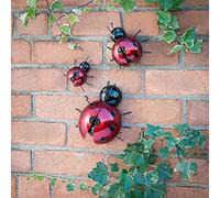 Stunning Decorative Feature Metal Lady Bird Wall Art Outdoor Garden Ornament - Lady Bird Pack of 3