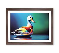 Stunning Duck BLK Framed Print | A4 Walnut Framed Wall Art | Ready to Hang | Modern Animal Picture | Living Room Bedroom Lounge Office