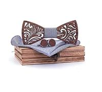 [Stunning Effect !] Wooden bow tie hand made/Fashion style - Dandy - Wedding wear or Daily wear/adjustable Neck band (Brown 95)