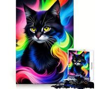 Stunning Fantasy Black Cat 1000 Pieces Jigsaw Puzzles for Adults Thought Toy Calming Play Precise Edge Heartfelt Gift 50x75cm