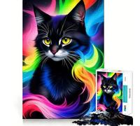 Stunning Fantasy Black Cat 1000 Pieces Jigsaw Puzzles for Adults Thought Toy Calming Play Precise Edge Heartfelt Gift 50x75cm
