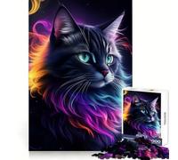 Stunning Fantasy Black Cat Jigsaw 1000 Pieces for Teenagers Mind Exercise Toy Relaxing Fun Design Assembly Perfect Present 38x52cm