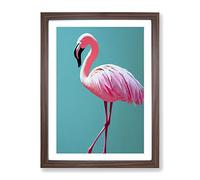 Stunning Flamingo Framed Print | A4 Walnut Framed Wall Art | Ready to Hang | Modern Animal Picture | Living Room Bedroom Lounge Office