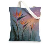 Stunning Floral Canvas Tote Bag, Elegant Reusable Shopping Bags, Lightweight Eco-Friendly Shoulder Strap Bags 13x15 Inch