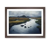 Stunning Forest River Framed Print | A3 Walnut Framed Wall Art | Ready to Hang | Modern Landscape Picture | Living Room Bedroom Lounge Office