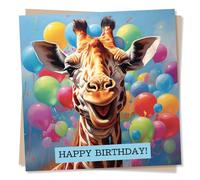 Stunning Giraffe Happy Birthday Card - Multicolour Special Greetings For Family and Friends - Made in UK