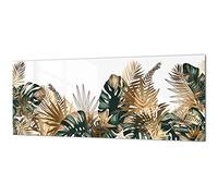 Stunning glass wall art - Wide format kitchen backsplash BBS26: Tropical Leaves Series