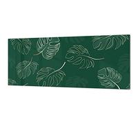 Stunning glass wall art - Wide format kitchen backsplash BBS26: Tropical Leaves Series