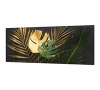 Stunning glass wall art - Wide format kitchen backsplash BBS26: Tropical Leaves Series