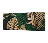 Stunning glass wall art - Wide format kitchen backsplash BBS26: Tropical Leaves Series