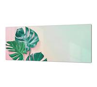 Stunning glass wall art - Wide format kitchen backsplash BBS26: Tropical Leaves Series