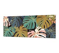 Stunning glass wall art - Wide format kitchen backsplash BBS26: Tropical Leaves Series