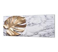 Stunning glass wall art - Wide format kitchen backsplash BBS26: Tropical Leaves Series