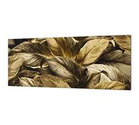 Stunning glass wall art - Wide format kitchen backsplash BBS26: Tropical Leaves Series
