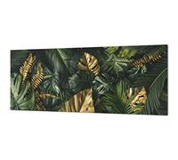 Stunning glass wall art - Wide format kitchen backsplash BBS26: Tropical Leaves Series