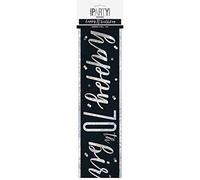 Stunning Glitz Black & Silver Happy 70th Birthday Foil Banner (274cm) - Perfect for Memorable Celebrations & Decor - 1 Pc