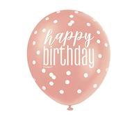 Unique Latex Balloons Stunning Glitz "Happy Birthday" – Rose Gold 30cm – 6ct