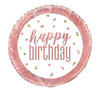Stunning Glitz Rose Gold "Happy Birthday" Foil Balloon (45cm) - Perfect for Memorable Parties, Birthday Decor & Celebration - 1 Pc