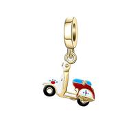 Stunning Gold Scooter Mod Charm 925 Silver Compatible with Pandora Charms, Trollbeads, Chamilia, Biagi and Many Other UK Charm Bracelets.