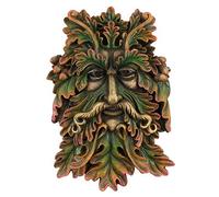 Stunning Green Man Face Plaque - 22.5cm x 15cm (1 Pc.) - Unique Wall Art Deign & Durable Resin Outdoor Decoration - Perfect for Garden Decor & Gift Idea