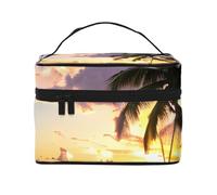 Stunning Jamaican Beach Print Portable Makeup Case Versatile Zipper Makeup Bag Large Capacity Polyester Black One Size Black One Size Black One Size, Black/White, One Size