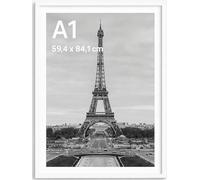 Stunning Large A1 Photo Poster Certificate Frame (59.4 x 84.1 cm) with Backboard and Styrene Included for Portrait and Landscape Display Wall Hanging, White, A1