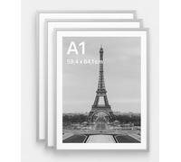 Stunning Large A1 Photo Poster Certificate Frame (59.4 x 84.1 cm) with Backboard and Styrene Included for Portrait and Landscape Display Wall Hanging, Silver, A1 3Pack