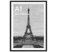 Stunning Large A1 Photo Poster Certificate Frame (59.4 x 84.1 cm) with Backboard and Styrene Included for Portrait and Landscape Display Wall Hanging, Black, A1