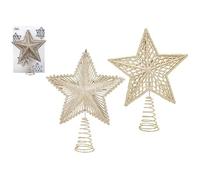 Stunning Large Assorted Designs Champagne Glitter Tree Top Star - Dazzling & Unique Christmas Decorations (1 Pc.)