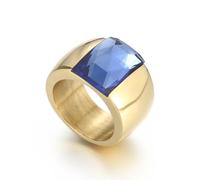 Stunning Large Statement Glass Crystal Rhinestone Band Cocktail Ring Cubic Zirconia Stainless Steel Thick Chunky for Women Men Friend Graduation Gift Evening Party