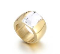 Stunning Large Statement Glass Crystal Rhinestone Band Cocktail Ring Cubic Zirconia Stainless Steel Thick Chunky for Women Men Friend Graduation Gift Evening Party