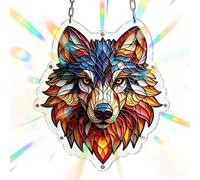 Stunning Light Catcher, Acrylic Wolf Art Decoration, Creative Puzzle Suncatcher Assembly Kit, Durable Patio Hanging Panel, Colorful Backyard Fence Accent For Terrace Tree Yard Balcony Porch