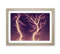 Stunning Lightning Bolt Framed Print | A2 Oak Framed Wall Art | Ready to Hang | Modern Landscape Picture | Living Room Bedroom Lounge Office