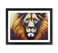 Stunning Lion Framed Print | A4 Black Framed Wall Art | Ready to Hang | Modern Animal Picture | Living Room Bedroom Lounge Office