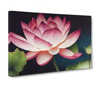 Stunning Lotus Flower Canvas Print | Gallery Wrapped 30mm Frame Wall Art | 30x20 inches | Ready to Hang | Contemporary Floral Picture | Living Room Bedroom Lounge Office