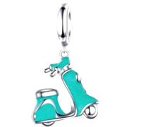 Stunning MOD Scooter Green Charm 925 Silver Compatible with Pandora Charms, Trollbeads, Chamilia, Biagi and Many Other UK Charm Bracelets.