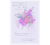 Stunning Mother's Day Card With Floral Artwork And Paper Insert by Wishing Well Studios, Size 6 x 9 Inches