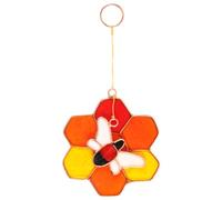 Stunning Multicolor Bee & Honeycombl Resin Suncatcher - 15.5cm x 7.2cm (1 Pc.) - Unique & Eye-Catching Design, Durable Material - Perfect for Home & Office Decor