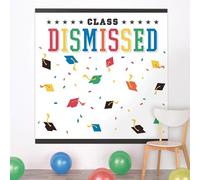 Stunning Multicolor "Class Dismissed" Backdrop - 65" x 65" (1 Pc.) - Eye-Catching Design, Indoor Decor - Perfect for Graduation Parties & Events