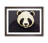 Stunning Panda Framed Print | A2 Walnut Framed Wall Art | Ready to Hang | Modern Animal Picture | Living Room Bedroom Lounge Office