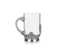 AE Williams Stunning Pewter and Irish Glass Pint Tankard with Celtic Knot Clover and Harp Design