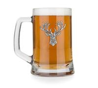 Stunning Pewter Glass Pint Tankard With A Scottish Stag Head Design
