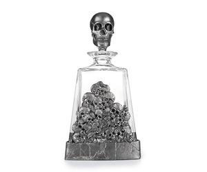 Stunning Pewter Skull & Snake Glass Pyramid Whisky Decanter