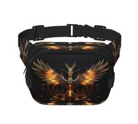 Stunning Phoenix Printed Fashion Crossbody Bag, Hiking Waist Bag, Square Double Layer Travel and Fitness Shoulder Bag