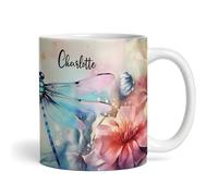 Stunning Pink Floral Dragonfly Name Tea Coffee Cup Custom Gift Personalised Mug |Personalised Birthday Mug | Tea Mug | Coffee Mug | Personalised Mug | Birthday Present | Cup |Custom Gift
