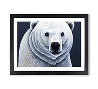 Stunning Polar Bear BLK Framed Print | A2 Black Framed Wall Art | Ready to Hang | Modern Animal Picture | Living Room Bedroom Lounge Office