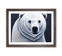 Stunning Polar Bear H1022 BLK Framed Print for Living Room Bedroom Home Office Décor, Wall Art Picture Ready to Hang, Walnut A4 Frame (34 x 25 cm)