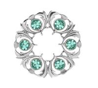 Stunning Polished Pewter Thistle 6 Stone Dancers Celtic Brooch In Turquoise